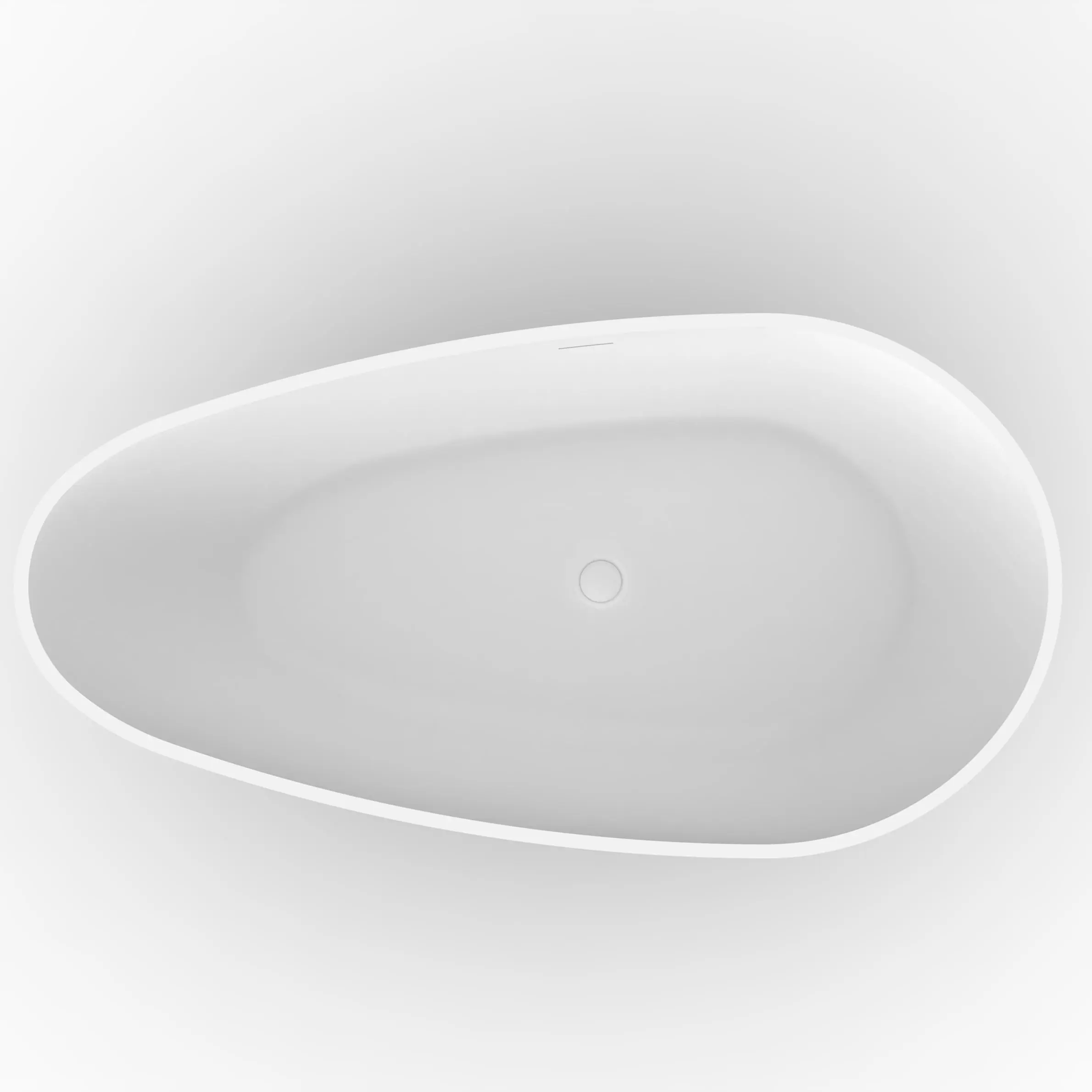Stone Resin Freestanding Bathtub, Oval Solid Surface Extra Wide Tub with Overflow and Pop-Up Drain