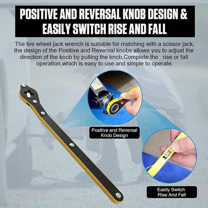 Auto Jack Lug Wrench & Lift Speed Handle Tool, Portable Jack Ratchet Wrench for Car Motorcycle Scissor Jack, Must-Have Travel Emergency Tool.