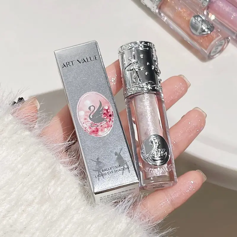 Ballet Liquid Eyeshadow Gel Fine Glitter Micro Glow Shimmer Eyeshadow Versatile Highlighter Silicone Brush Head Perfect for Precise Lines and Dots Luminous Eyeshadow Eye Makeup Products