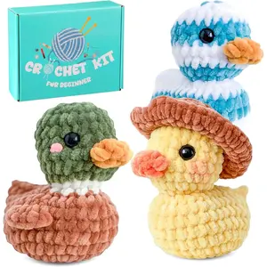 3 count Little Ducks Crochet Kit DIY Amigurumi Set Chenille Yarn Crochet Kit for Beginners with Complete Tools Step-by-Step  Craft  for Adults