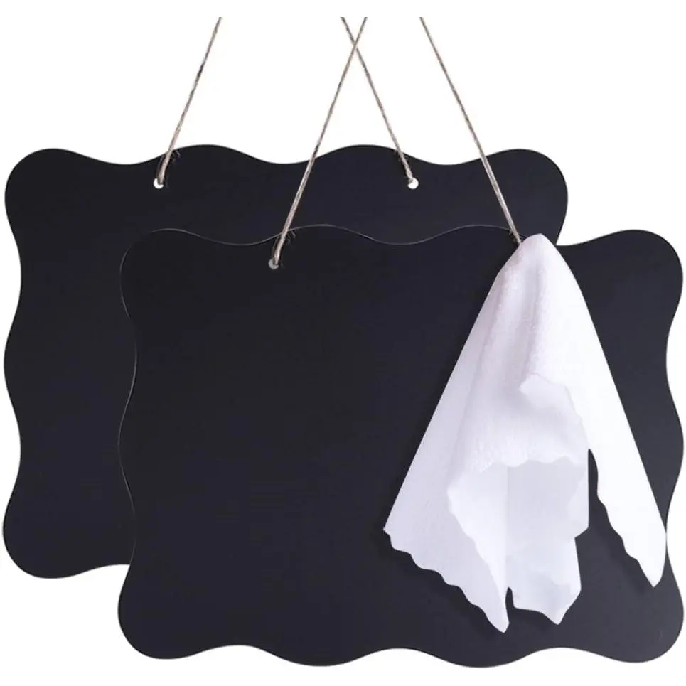 Chalkboards 10x14 Inch Double Sided Erasable Chalkboard Signs | Message Board with Hanging String and Cleaning Cloth, 2 Pack