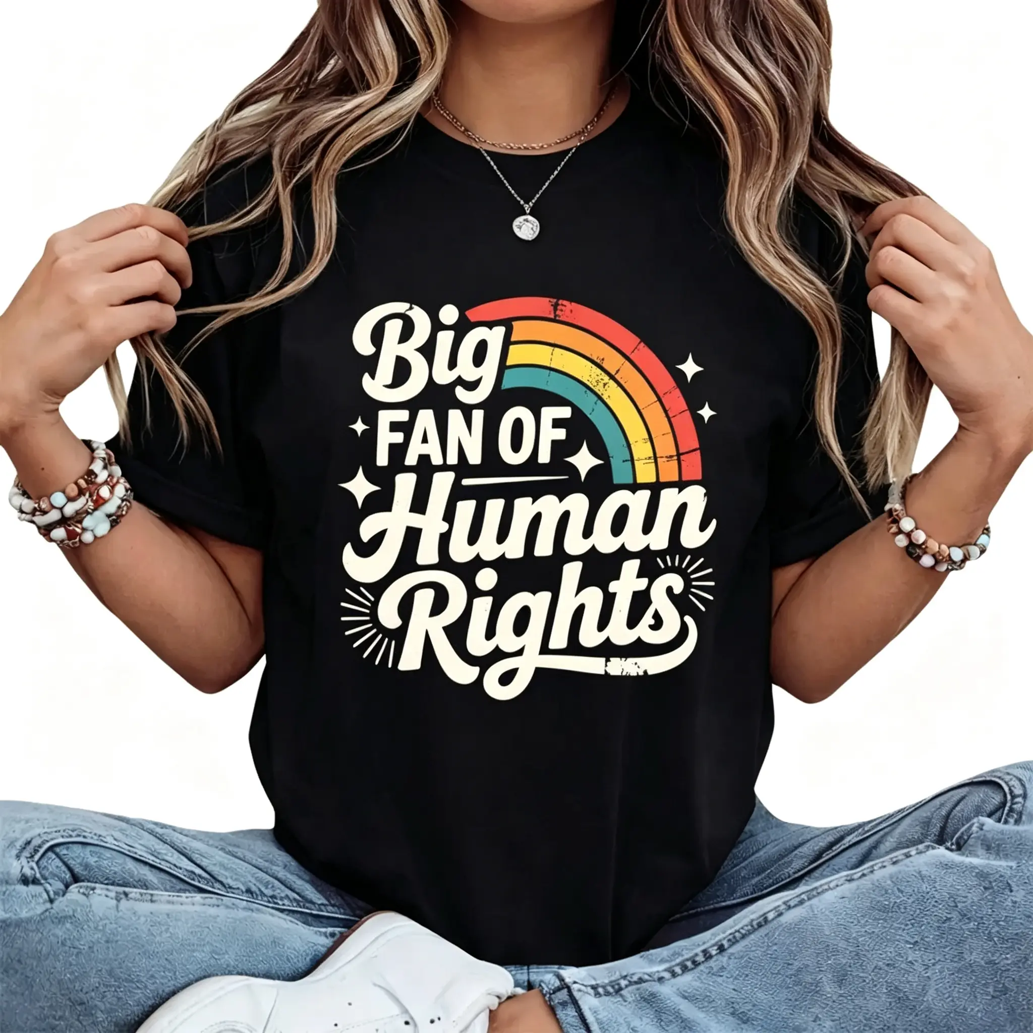 Human Rights Rainbow Graphic Unisex Tee |   All-Season Breathable Top