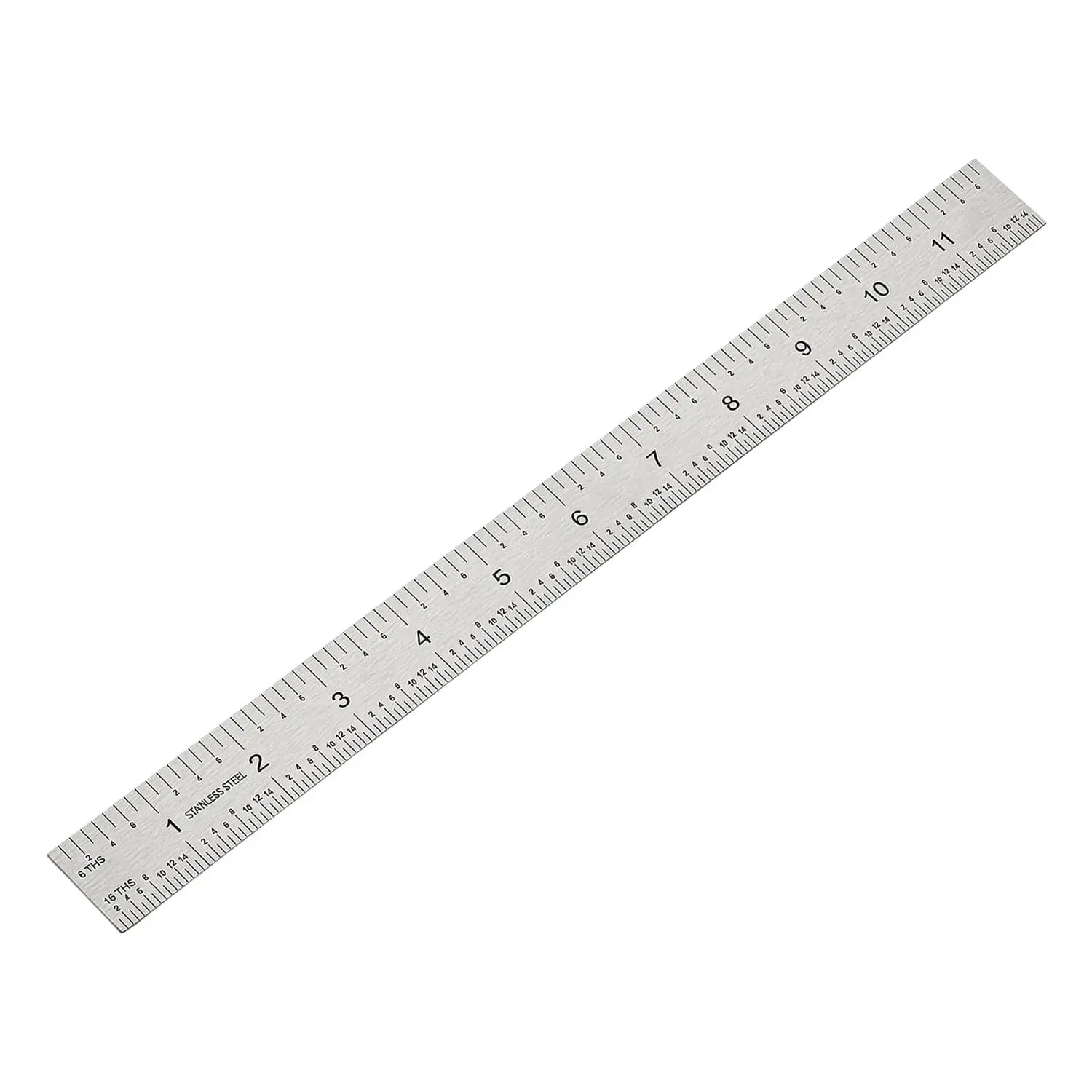 12 Inch Machinist Ruler Set - 2 Pack Stainless Steel Precision Double Sided Ruler with 1/64, 1/32, 1/16 & 1/8 Inch Graduations, Etched Markings for Engineers, Woodworking and DIY