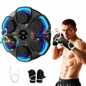 Music Boxing Machine with Boxing Gloves, Smart Bluetooth Boxing Trainer, Wall Mounted Electronic Boxing Target, Interactive Fitness Equipment for Adults & Kids, 9 Modes & 9 Speeds, Home Office Gym