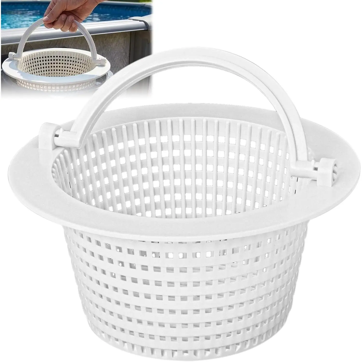 SPX1091C Above Ground Pool Skimmer Basket Compatible with HydroSkim 513330 | Replaces SP1091WM SP1091LX with Handle, Above Ground Pool Filter Baskets, High Water Flow, Easy Installation