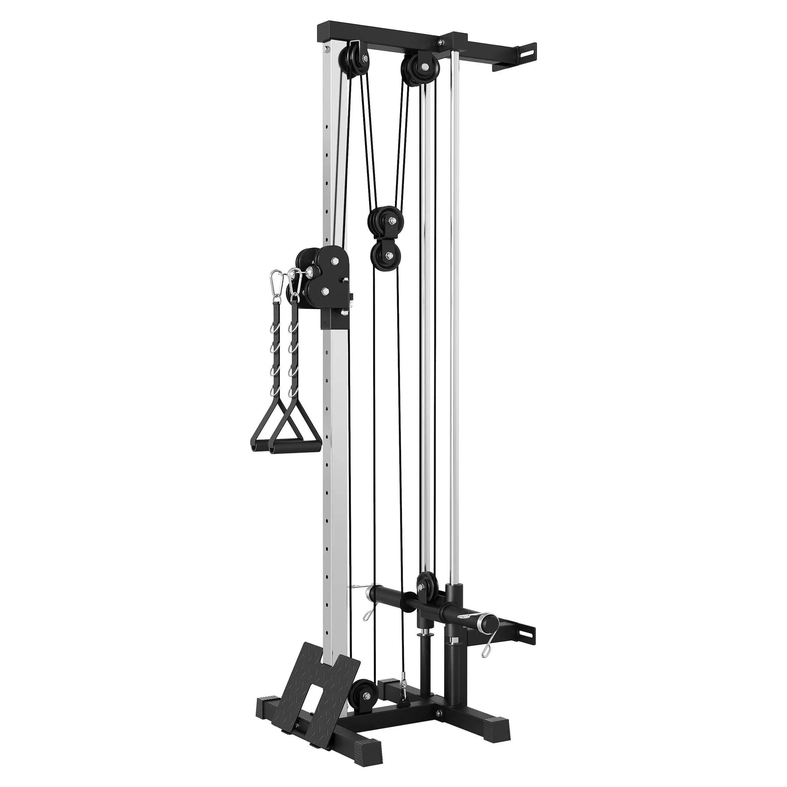 Adjustable Wall Mount Cable Station for Strength Training – 18 Positions – Dual Pulley LAT Pulldown & Cable Crossover Machine – Home & Garage Gym Equipment – Back and Cable Workout Station