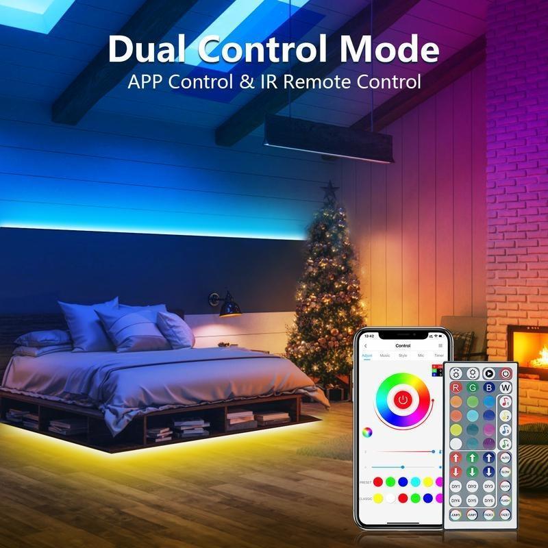 100FT 50FT WiFi Led Strip Lights Smart Led Light Strip Work with Alexa & Google Assistant RGB Music Sync Color Changing Led Light for Bedroom Decors