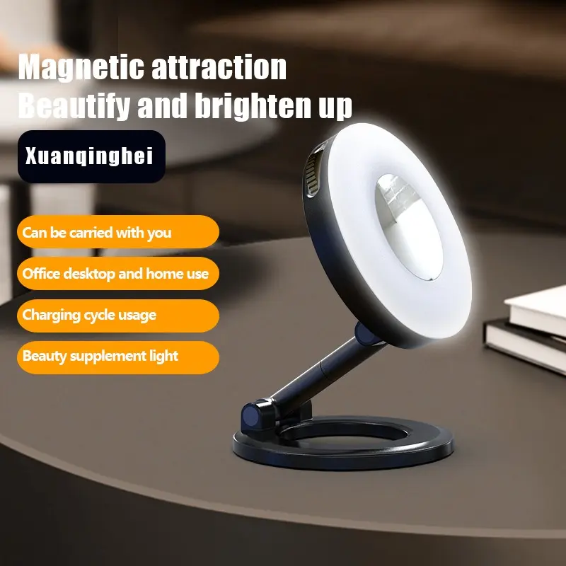 MagSafe Compatible Mini Magnetic LED Selfie Ringlight Fill Light, Selfie LED Lights, Adjustable Stand with Phone Holder, Multiple Brightness Levels & Color Temperatures for Selfies, Vlogging, Beauty Photography, Live Streaming