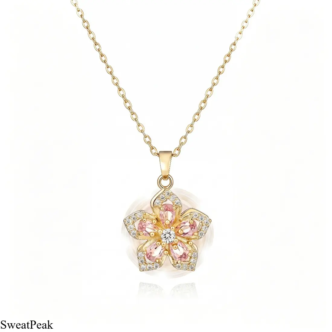Flower Fidget Necklace for Women, Unique Spinning Pendant Necklace with Crystal Blossom Design, Rotatable Gold Silver Flower Charm Jewelry, Adjustable Dainty Choker for Stress Relief, Cute Aesthetic Gift for Birthday, Party & Everyday Wear