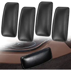 BetterJonny 4 Pcs Car Knee Cushion for Center Console, PU Leather Car Knee Cushion Elbow Pillow Universal Auto Car Knee pad, Leg pad, Inner Leg pad,Knee pad for Car Interior Accessories(Black)