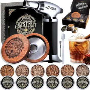 Whiskey Smoker Kit with 3-Flame Torch - 6 Wood Chips & Gift Box for Smoking Drinks| Cocktail Smoker Kit| Bourbon Smoker Kit| Old Fashioned Smoker Kit| Whiskey Gift for Men (No Butane Incl.)