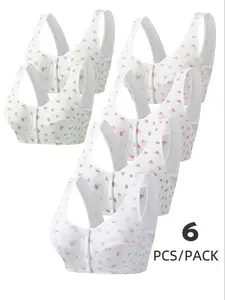 Women's Floral Jacquard Push Up Bra, Soft Comfortable Breathable No Underwire Bra, Women's Lingerie for All Seasons, Soft Fabric Bra