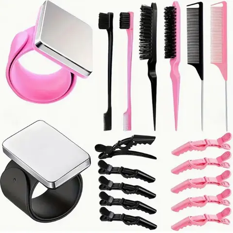 18-Piece Professional Hair Styling Tool Set, Hairdressing Kit with Styling Hair Tools, Magnetic Wristband, Hair Brushes, Combs and Hair Clips for Salon, Barber Shop and Home Hair Styling
