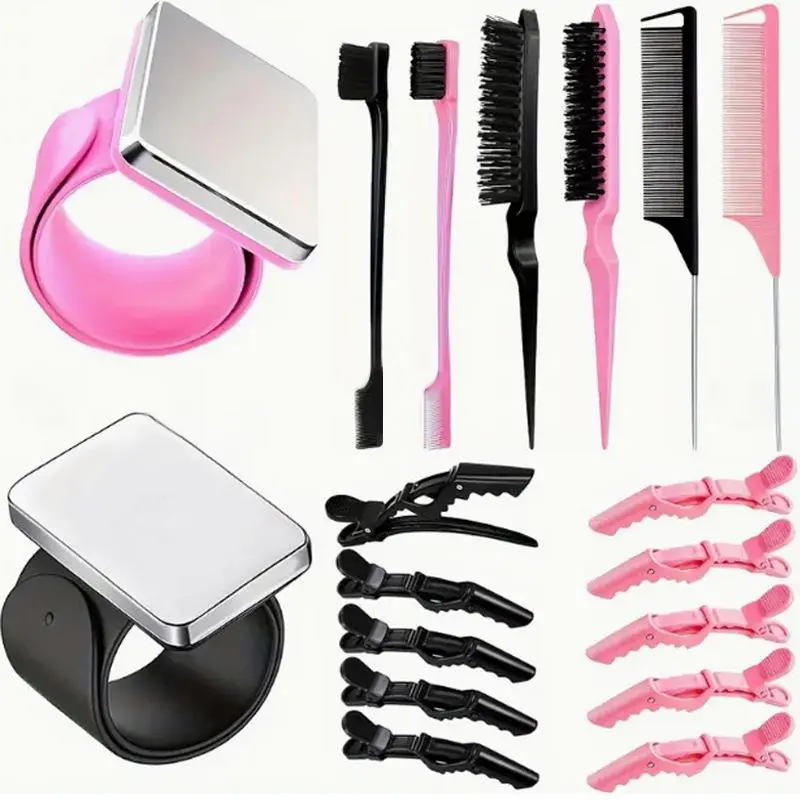 18-Piece Professional Hair Styling Tool Set, Hairdressing Kit with Styling Hair Tools, Magnetic Wristband, Hair Brushes, Combs and Hair Clips for Salon, Barber Shop and Home Hair Styling