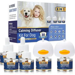 Dog Calming Pheromones Diffuser 6 in 1 Kit, 2 Plug-in + 4 x 48ml Refill, for Anxiety Relief, Reduce Aggression Fighting Barking Stress, Tasteless 120 Day Supply