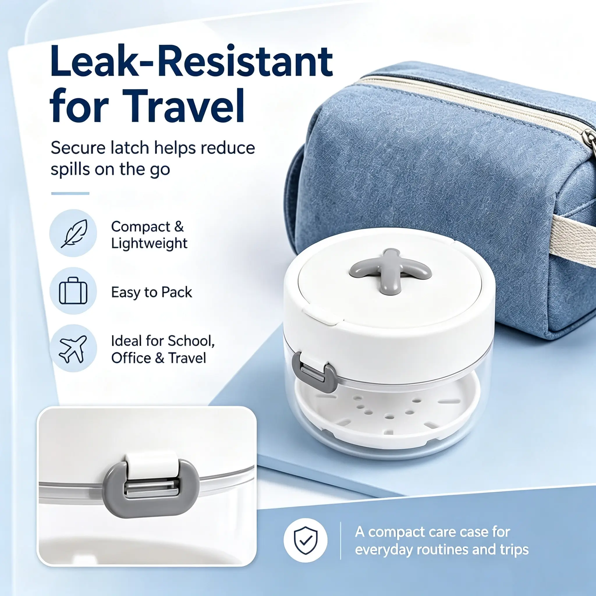 Portable Storage Case for Invisible Braces with Drainage Compartment-Brace Case with Separate Dry and Wet Sections