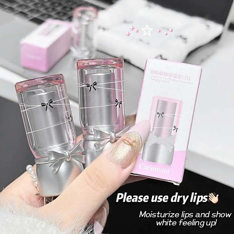 Cappuvini Sweet and Cool Bow Thermochromic Lipstick Is a Moisturizing and Hydrating Lip Balm That Reduces Lip Lines and Changes