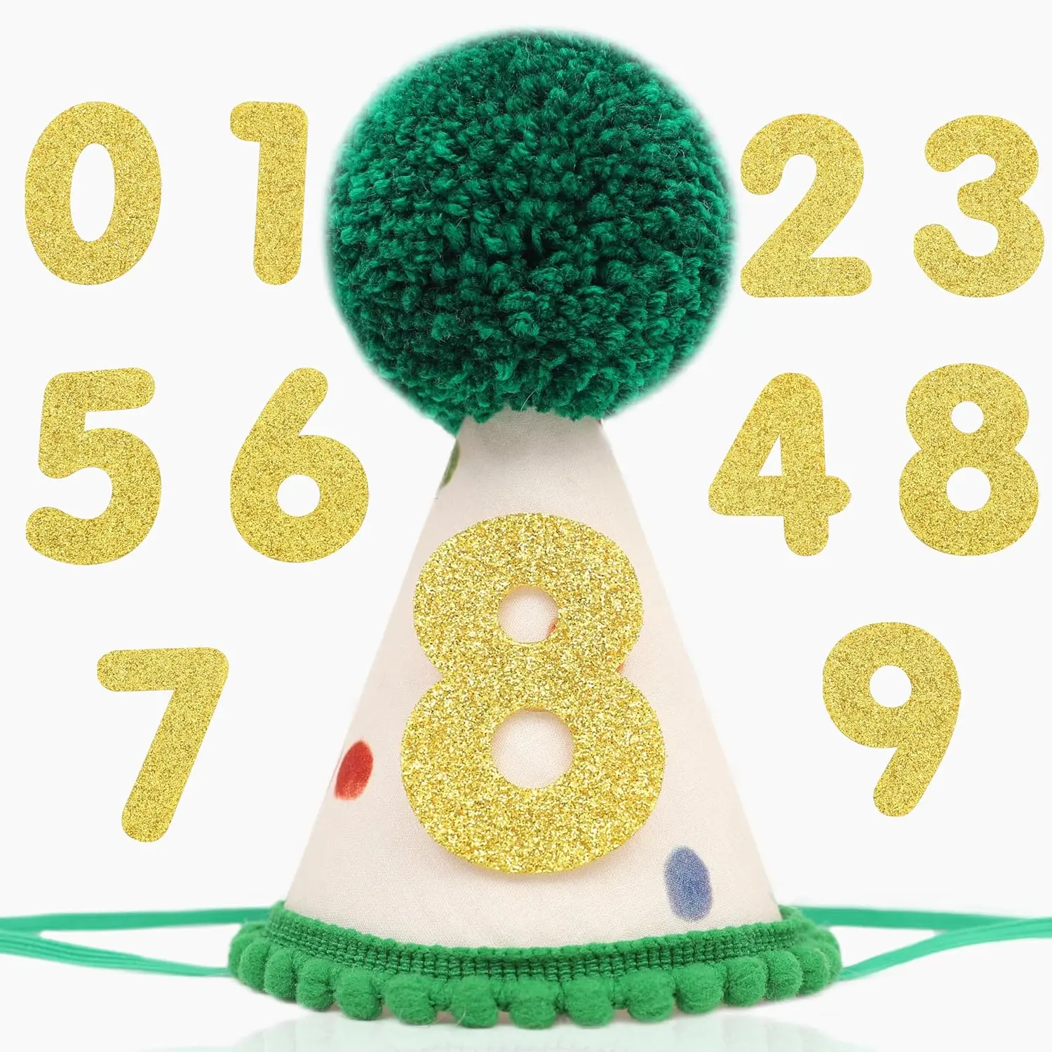 Birthday Hat with Interchangeable Numbers 1-10 | Adjustable  Party Cone Hat for Dogs & Cats | Puppy Birthday Photo Props for 1st to 10th Birthday Celebrations (Beige Birtgday  Hat)