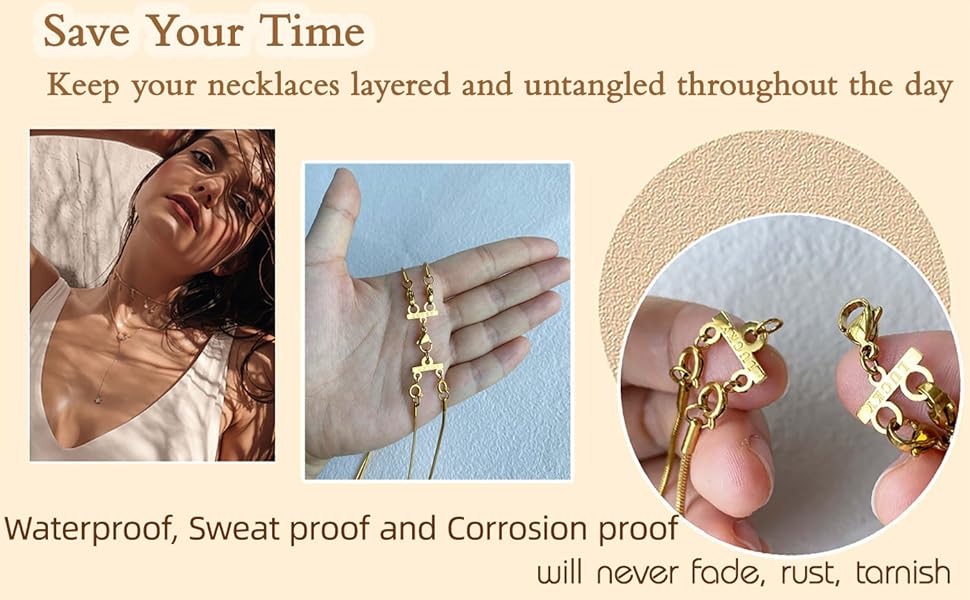 Lucky Necklace Layering Clasp Womens Jewelry Separators 18K Gold and Silver Multiple Necklace Clasp Look