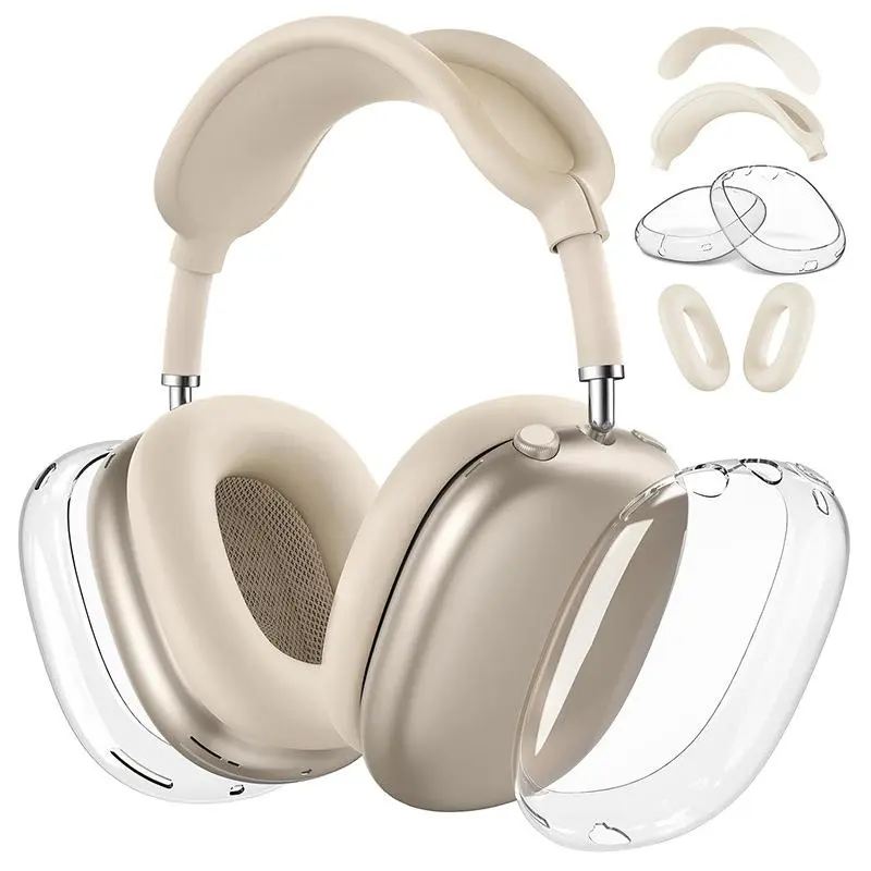 4-in-1 PVC Over-Ear Headphone Protective Set, Full Coverage Kit with Earpads Covers & Headband Protector, Scratch Resistant Daily Headphone Accessory