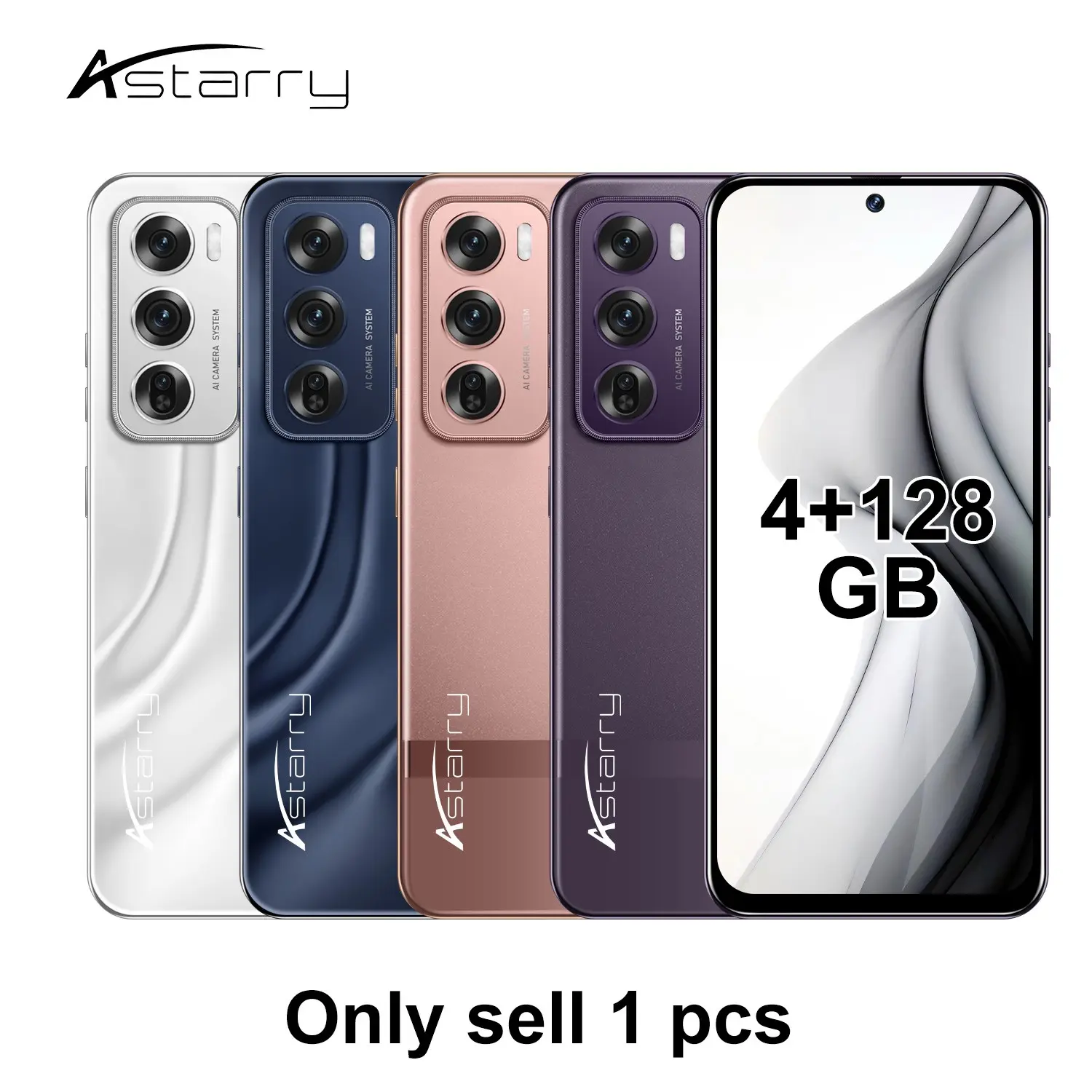 Astarry New Reno12 Pro Smartphone, 6.9-Inch Display, 4GB RAM+128GB ROM, Android 12.0, 5000mah Battery, Dual Sim, Fingerprint Unlock