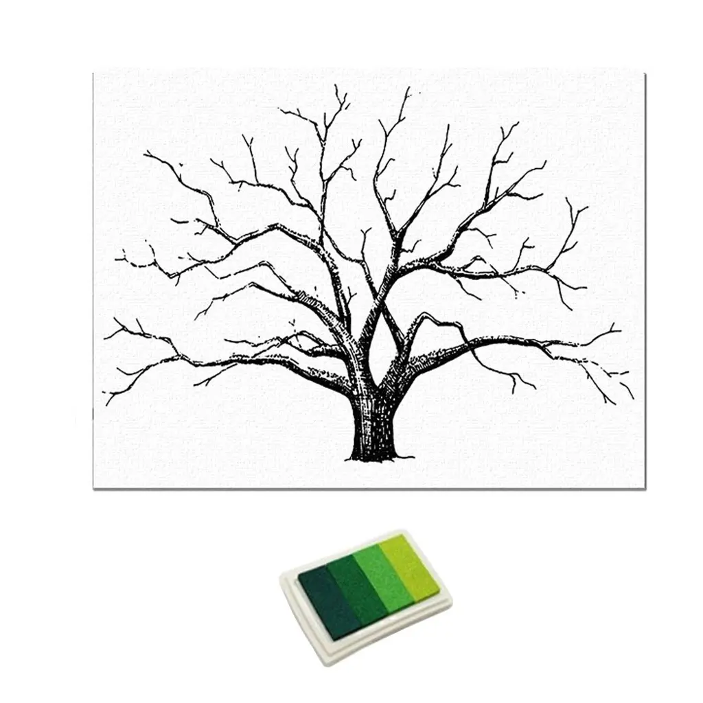 Creative DIY Finger Painting Wedding Guest Book, Birthday Party Fingerprint Arrival Tree Decoration, Oil Painting