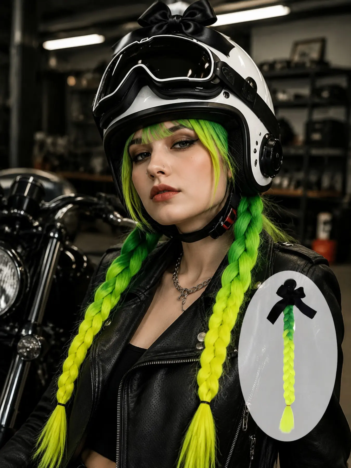 20 Inch Gradient Helmet Braids, Suction Cup Ponytail for Motorcycle Helmet, High-Temperature Synthetic Hair Accessory, Easy Install Removable Helmet Hair for Women