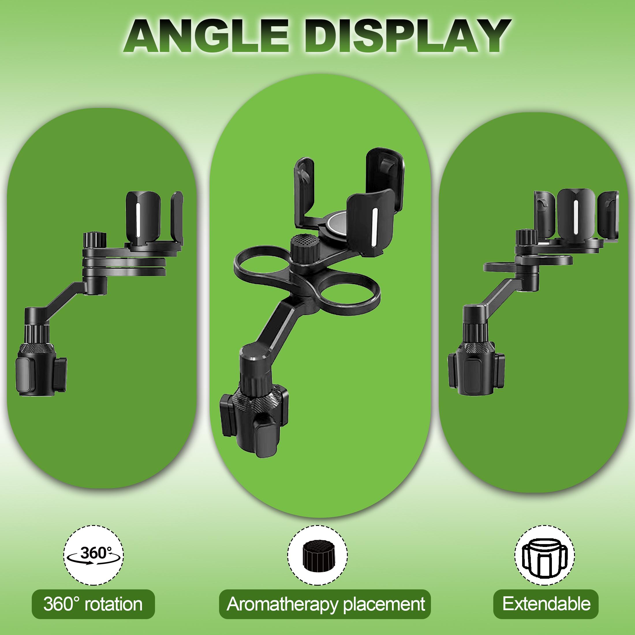 Adjustable Car Cup Holder Extender with Dual Cups, 360 Degree Rotating Design, Durable Interior Organizer for Most Cars