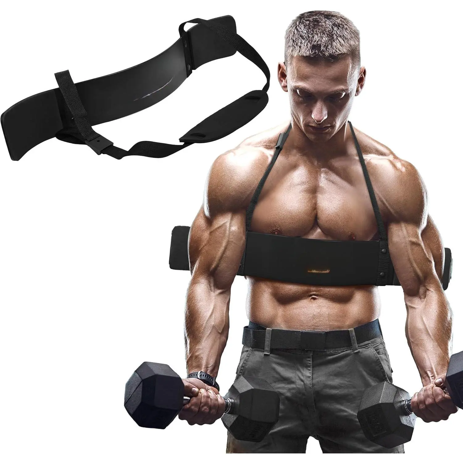 Arm Blaster for Biceps & Triceps Dumbbells Barbell Curls Isolator Workout Equipment Weight Lifting Support for Big Arms
