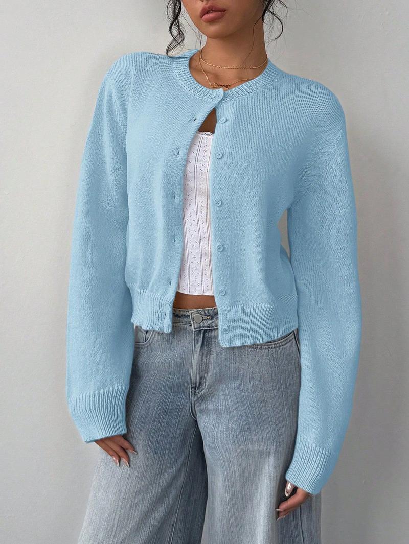 BIGWIG women's solid color button front cardigan, spring and autumn casual long sleeve sweater, fashionable women's daily knitwear, basic style, street style, button long sleeve solid color elegant sweater, classic women's fashion front cardigan BIGWIG women's solid color button front cardigan, spring and autumn casual long sleeve sweater, fashionable women's daily knitwear, basic style, street style, button long sleeve solid color elegant sweater, classic women's fashion front cardigan