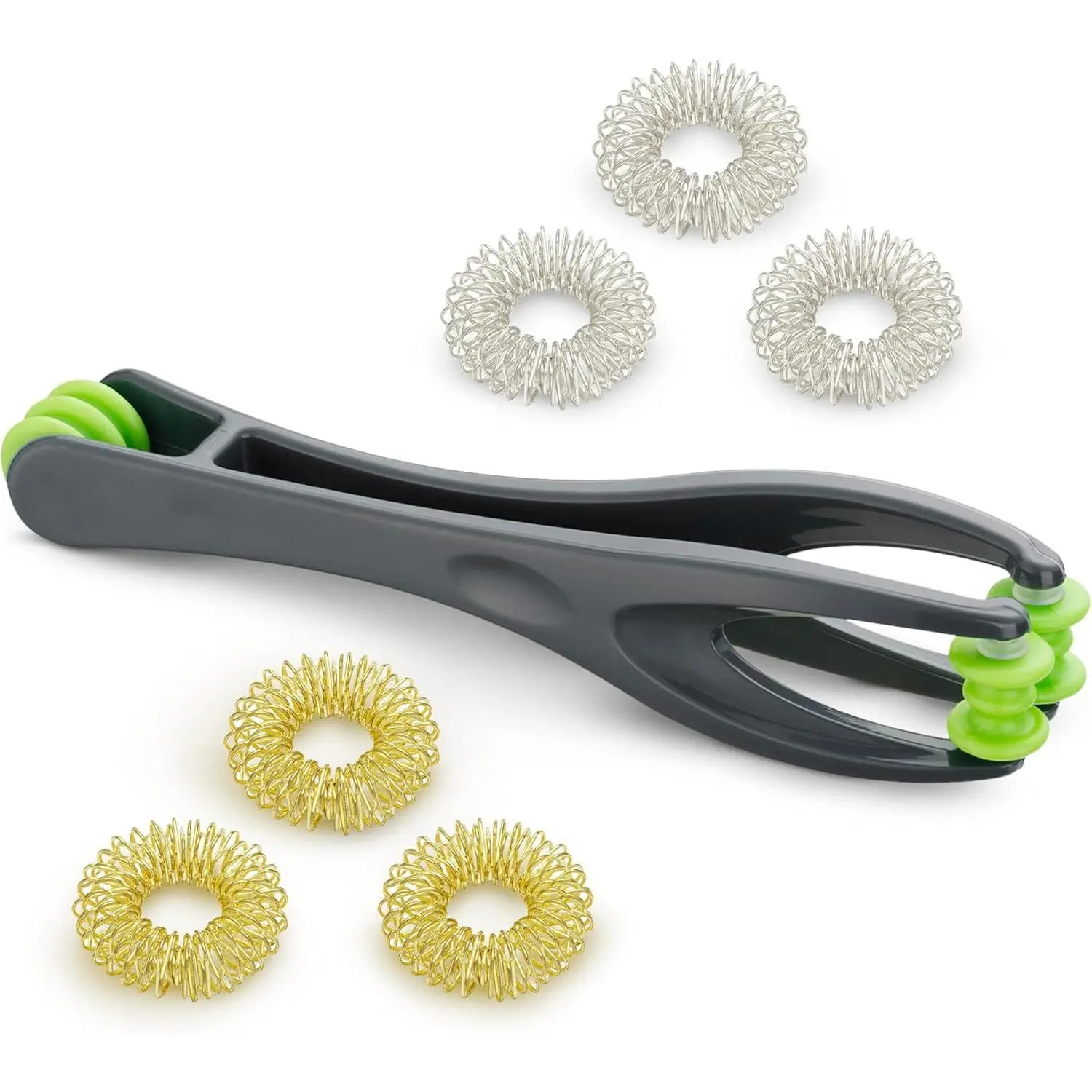 7-Piece Compact Manual Finger & Hand Massager Set for Adults - 1 Double-Sided Massage Roller, 6 Finger Massage Rings with Anti-Slip Surface, Deep Tissue Acupressure Tools for Arthritis, Stress Relief, Car, Muscle Therapy, Portable, Relaxing, Easy To Use,,