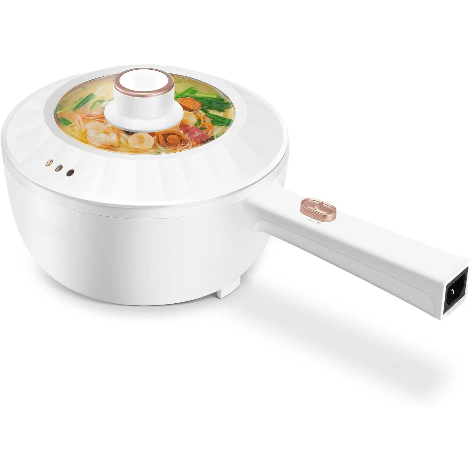 Hot Pot Electric, 2L Multifunctional Portable Cooking Pot, 1000W Rapid Noodles Electric, Non-Stick Frying Pans for Steak, Egg, Ramen, Oatmeal With Dual Power Adjustment