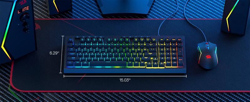 Redragon S141 Gaming Keyboard & Mouse Combo - 98 Keys K515 Wired RGB Membrane Keyboard with 10000 DPI, Ideal for Gaming and Office Work