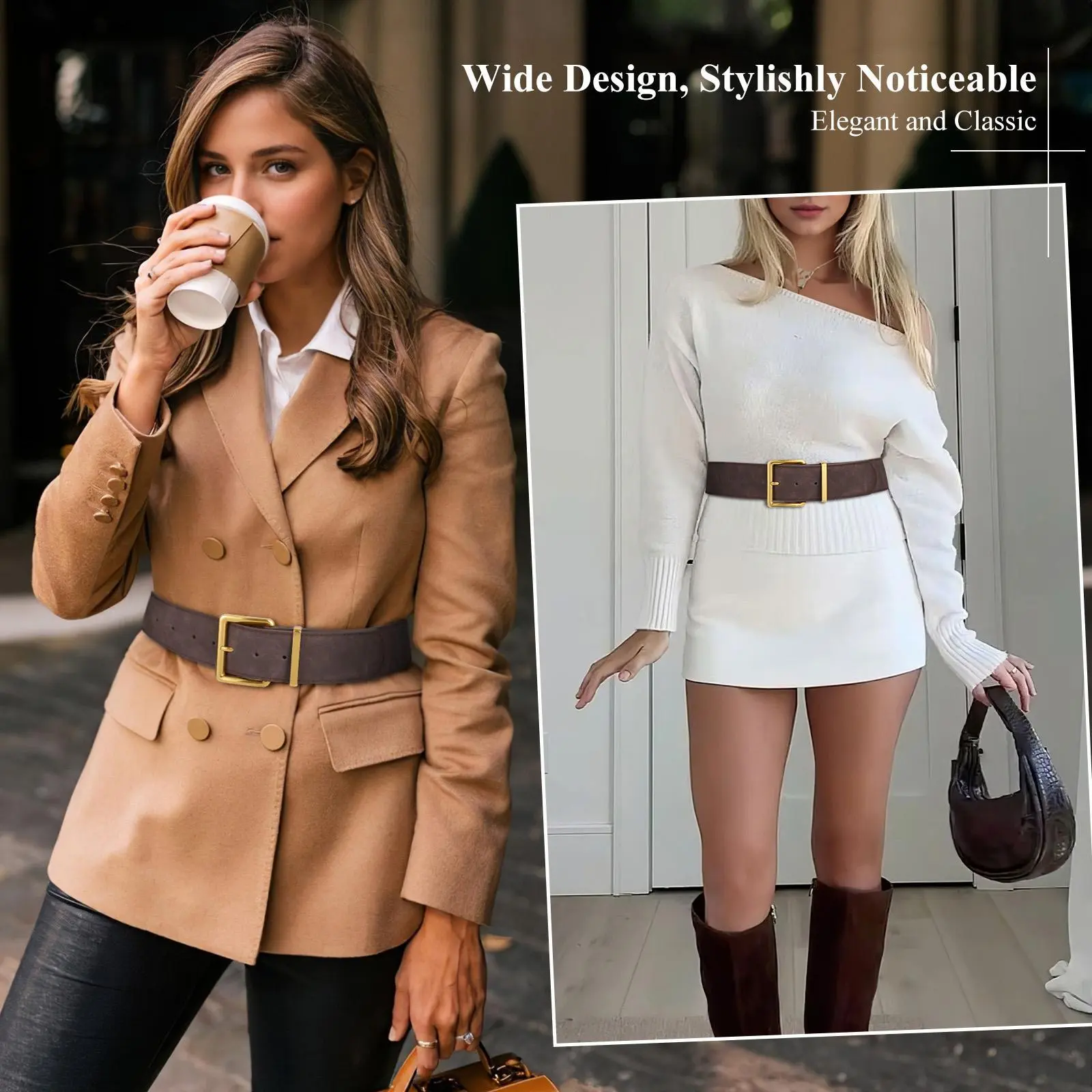 JASGOOD Women Wide Chunky Belt for Dresses Fashion Thick 