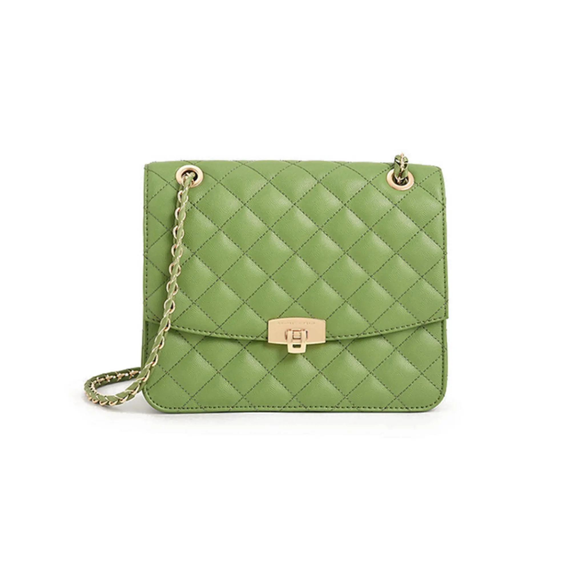 Charles & Keith Small CK Metallic Chain Quilted Crossbody Bag for Women – Medium Size, Multi-Color