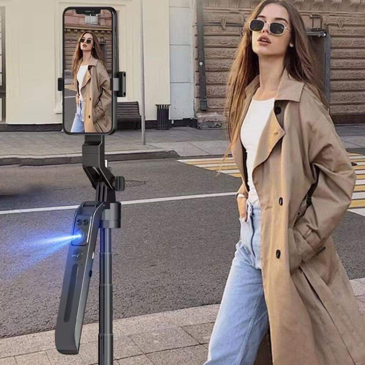 360° Rotatable Selfie Stick Tripod Stabilizer, Automatic Face Tracking Phone Holder with Remote Control, Smart Shooting Phone Holder for Video Vlog Live