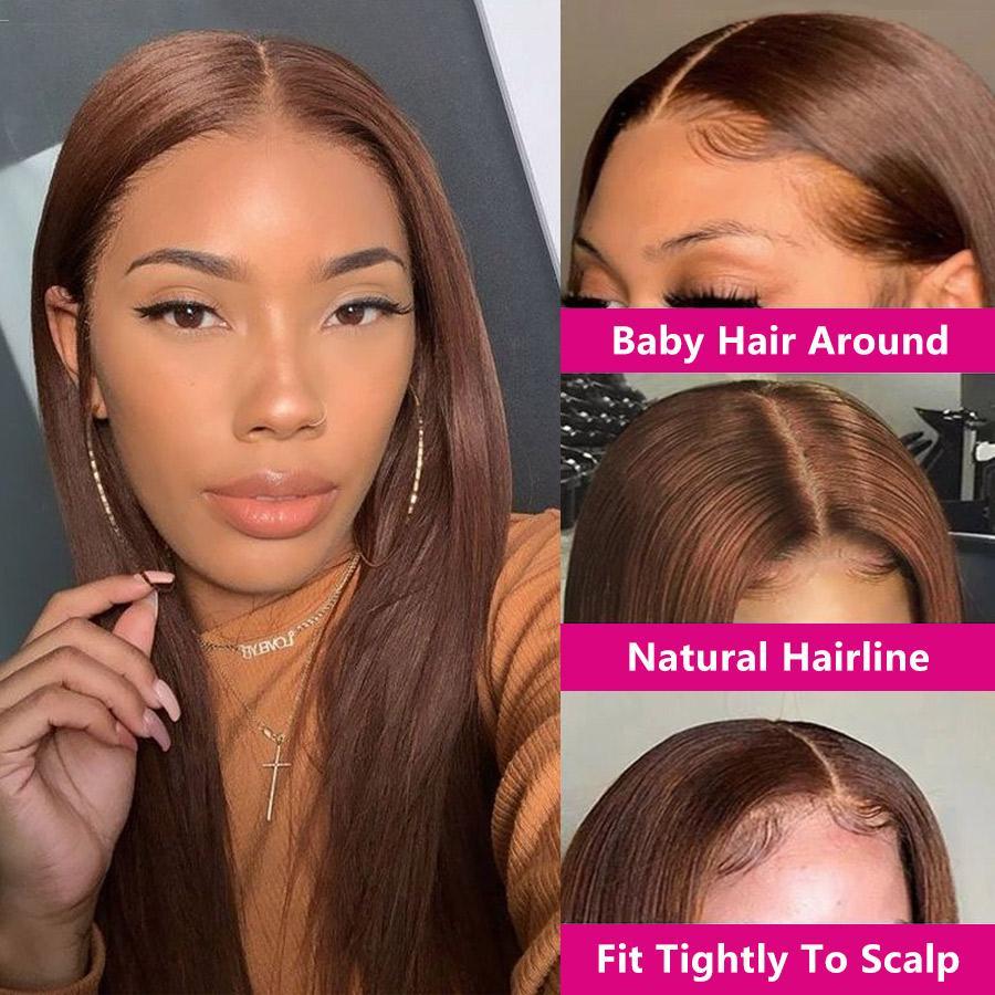 Bling Hair Chocolate Brown 13X6 13x4 Straight Lace Front Human Hair Wigs For Women PrePlucked With Baby Hair Brazilian Remy Hair #TikTokShopHolidayHaul