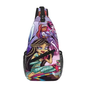 Monster High Versatile Chest Bag Large Capacity Lightweight Sling Bag for Daily Commute Outdoor Camping Business Travel, Cartoon Casual Monster High Merch Shoulder Backpack for Tablet, Gift for Men Women Kids