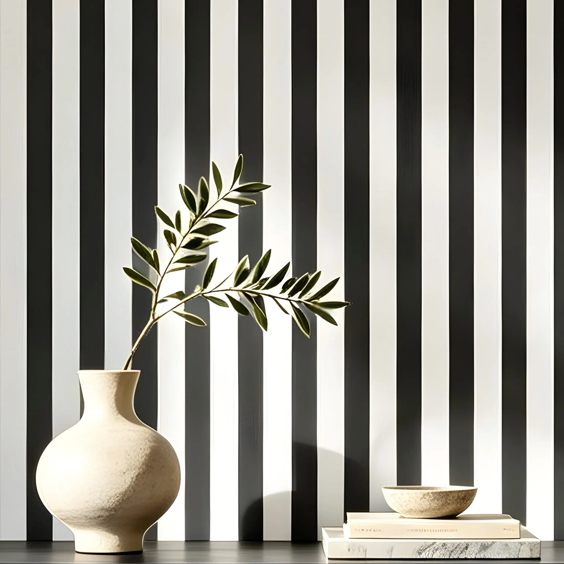 1 Roll 17.5 Inch Self-Adhesive Striped Wallpaper, Modern Nordic Style, Waterproof Oilproof Flame Retardant, Easy Clean DIY Cut, Home Decor