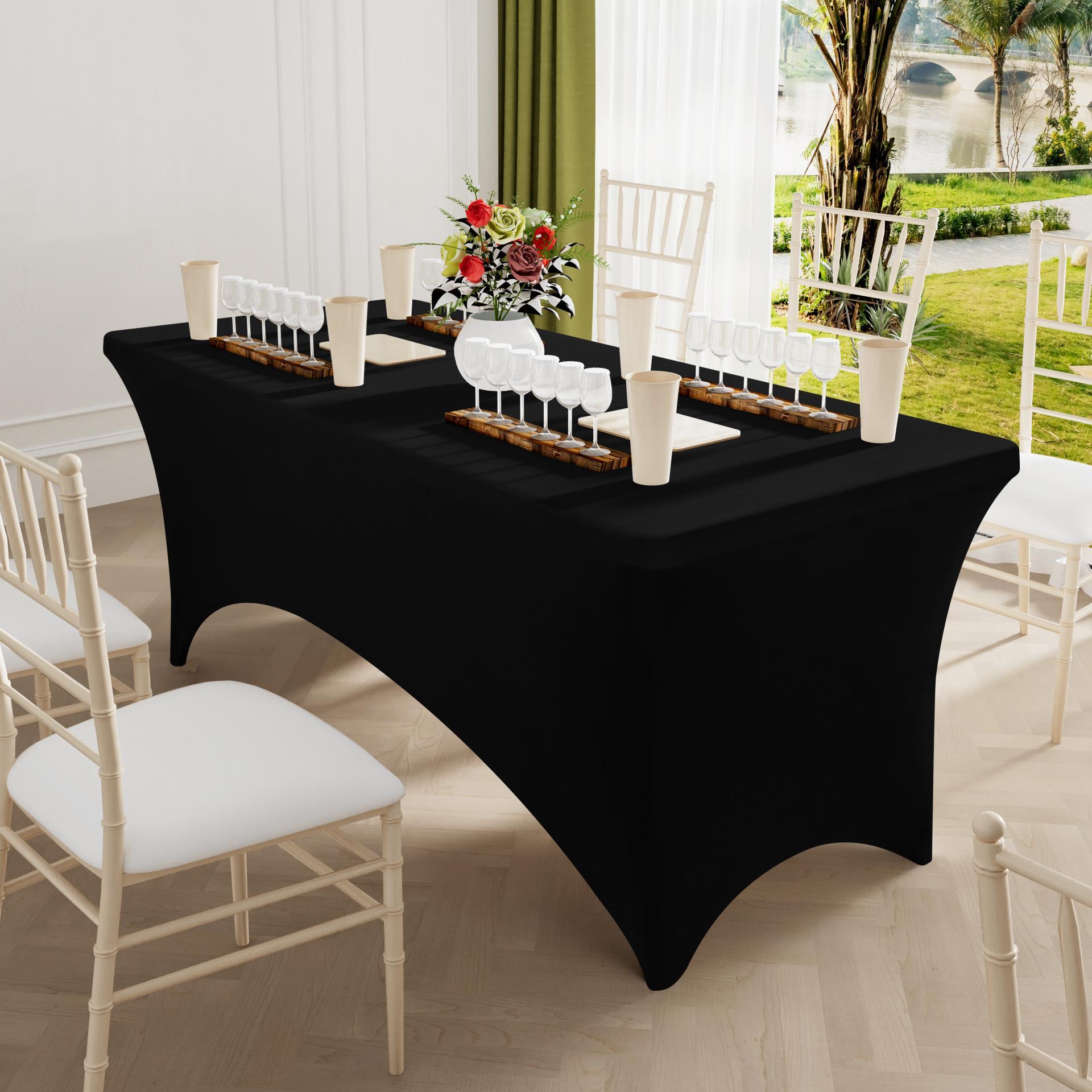 Kitinjoy Machine Washable Retangle Spandex Table Cloths Super Elastic Stretch Tablecloths Wedding Christmas Parties Table Covers