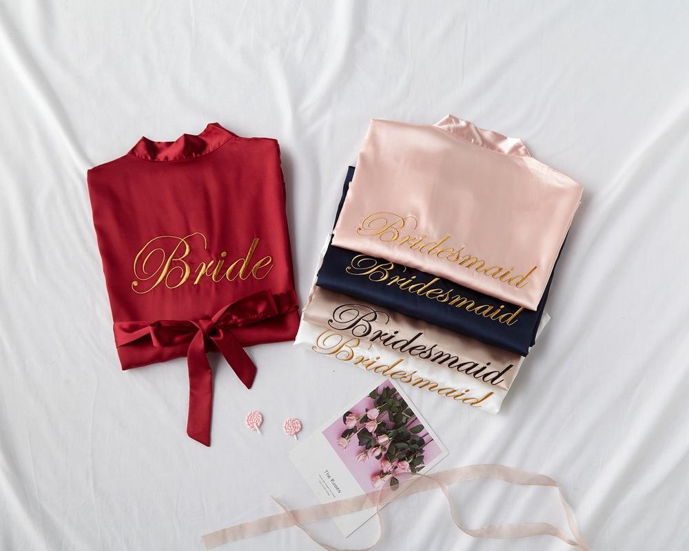 Wedding Bride Bridesmaid Robe Dressing Gown Sexy Women Bathrobe Nightgown Short Sleepwear Casual Flower Kimono Geisha M L XL