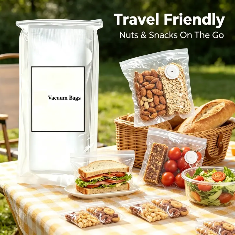 Reusable Vacuum Food Bags, Refrigerator Storage Organizer, Suitable for Vegetables Fruits Meats, Durable and Convenient Packaging Solution