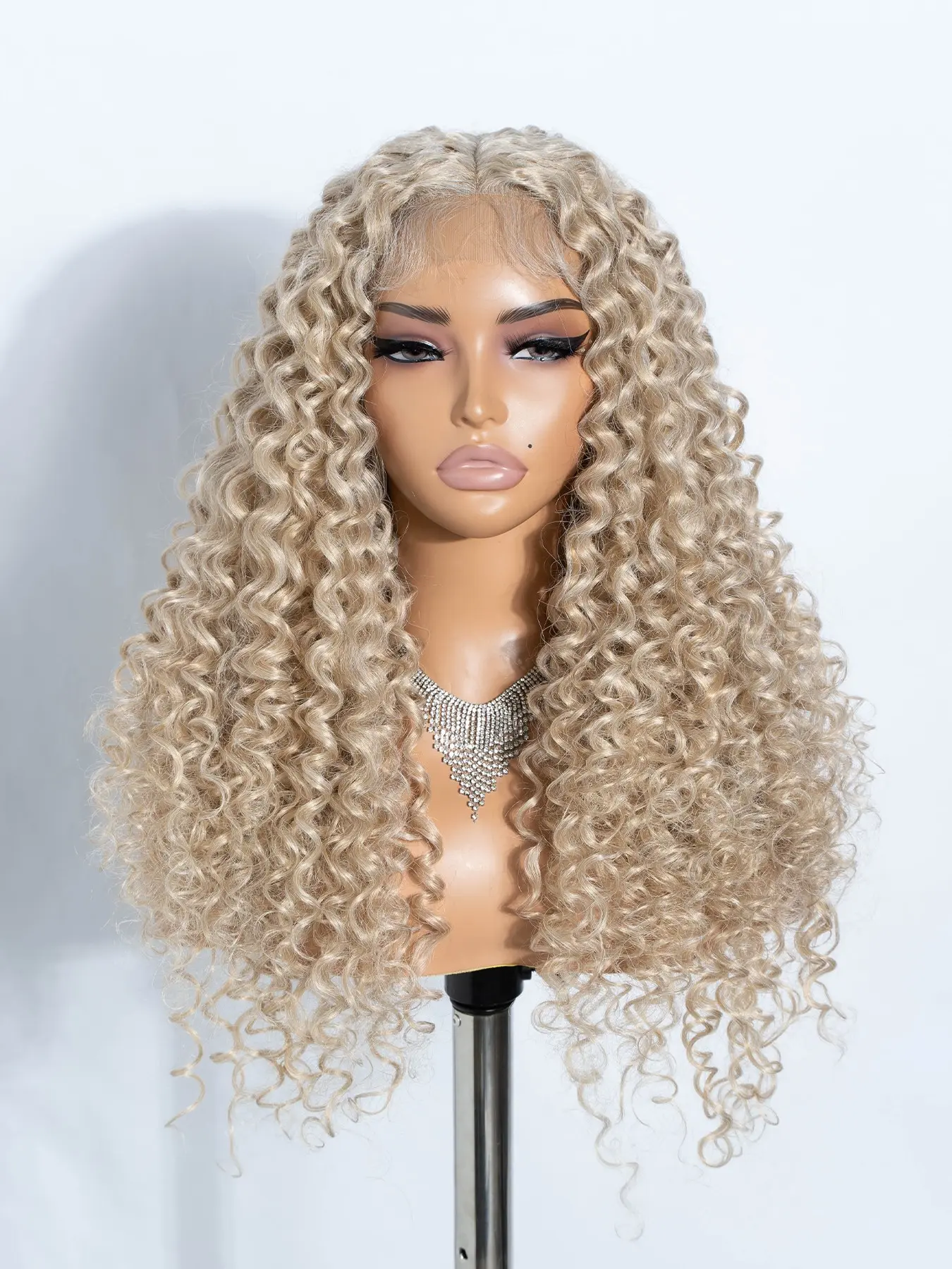 23 Inch Fashionable Coily Wigs for Women, Gorgeous Fluffy Wigs with Curly Bangs, Synthetic Lace Frontal Wigs for Party, Daily Use