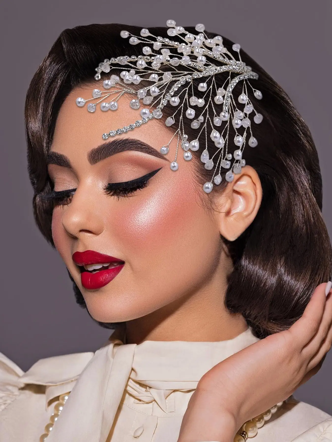 Elegant Pearl Crystal Hairband for Women, Vintage Party Accessory, Bridal Hair Accessories, Perfect for Weddings, Dance Parties, Festive Occasions