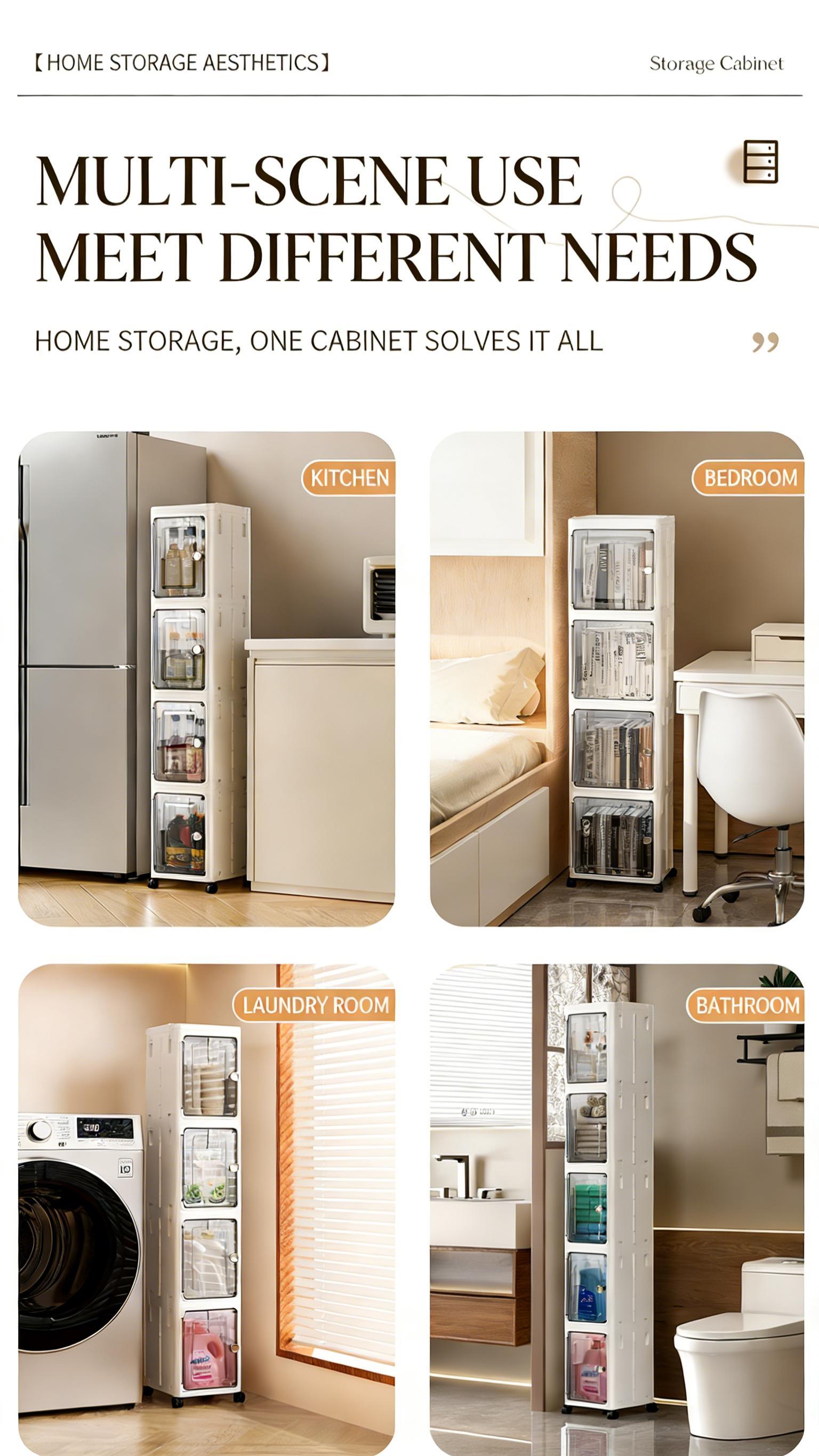 5 Tier Plastic Storage Bins with Lids, Stackable Storage Containers with Wheels, Collapsible Folding Boxes for Home Office Dorm,Kitchen