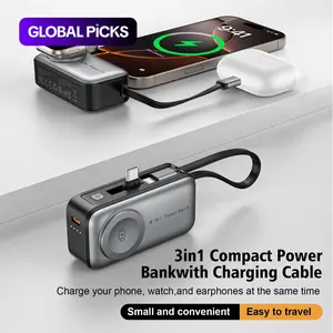 Portable Wireless Charger, Electronic Gadgets, 5000mAh Rechargeable Power Bank For iWatch 3-10 SE/Ultra, USB-C In and Out Fast Charging Battery Pack, Iwatch/Phone Power Bank, for iPhone 16/15, Galaxy Phone, Smartwatch Accessories #GLOBAL PICKS