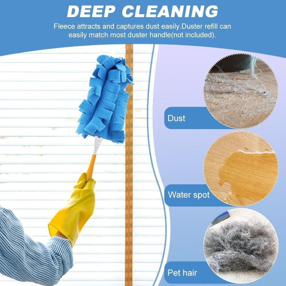 5-Pack Microfiber Dusters with Handle 360° Electrostatic Dust Collectors Reusable Wet & Dry Use Replaceable Brush Heads for Home Blinds Fan Car Cleaning Washable Fragrance-Free