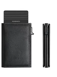 Anti-Theft Men's Wallet, European and American Style, Aluminum Alloy Card Holder, Leather Case, Safe and Convenient, Best Choice for Men