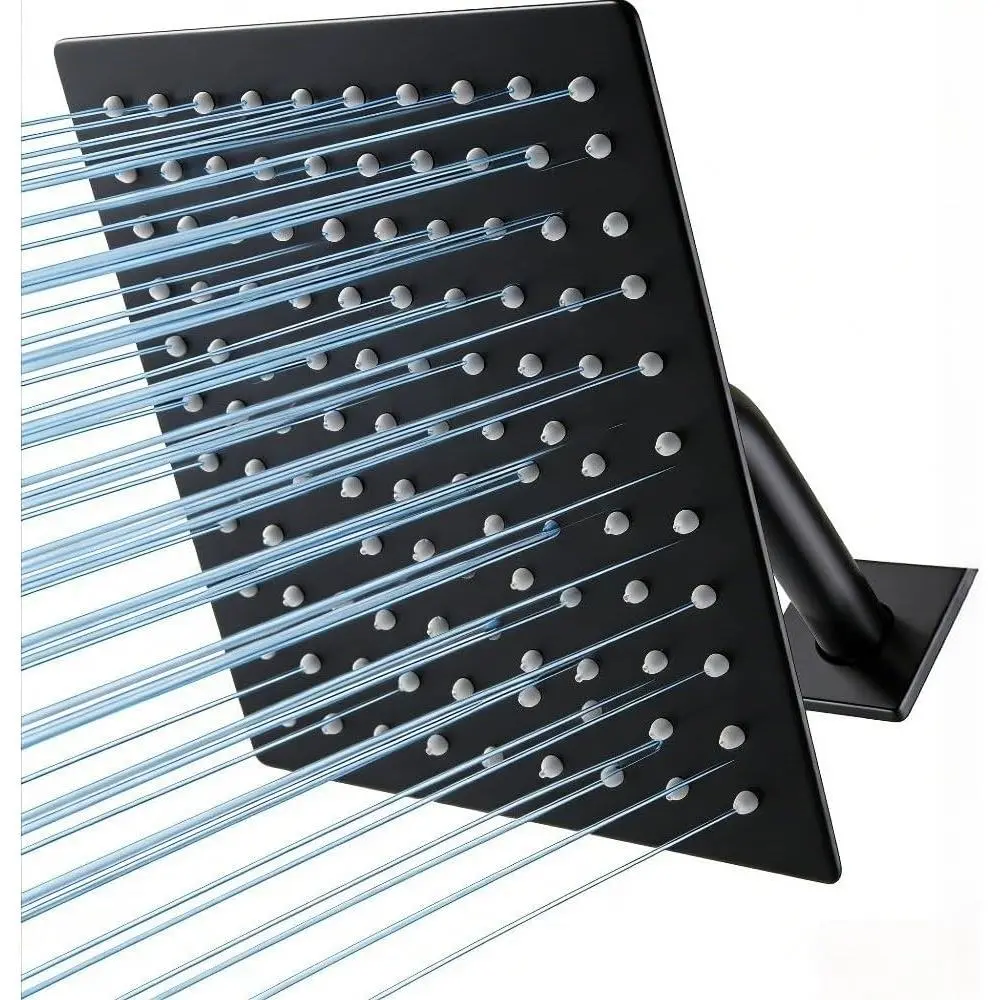 6 Inch High  Shower , High Flow Stainless Steel Square Rainfall Shower,Black