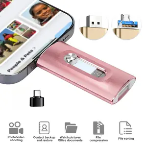 3 in 1 Flash Drive,High Speed USB 3.0 Memory Storage,OTG Flash Pen Drive with Free Type-C Adapter,Memory Stick Storage for Photos and Videos Backup,External Storage Jump Drive for iPhone/iPad/Android/PC and More Devices